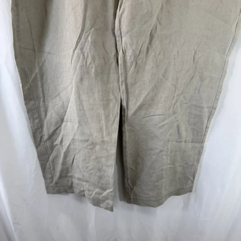 Island Republic 100% Linen Pants Men's 38x32 Beige Drawstring Flat Front